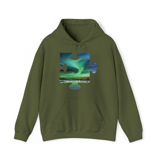 Northern Lights Puzzle Piece - Unisex Heavy Blend™ Hooded Sweatshirt