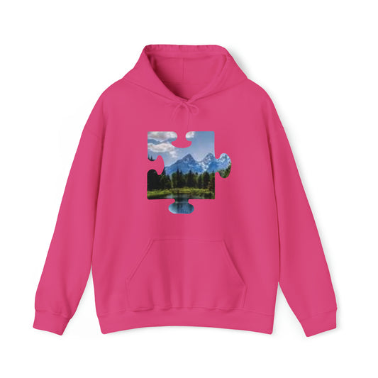 Lake Scene Puzzle Piece - Unisex Heavy Blend™ Hooded Sweatshirt